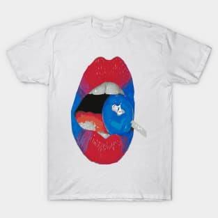 red blue lolipop lips T-Shirt